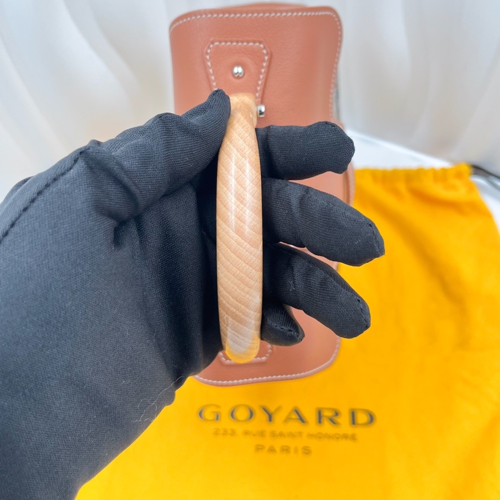 GOYARD Saigon Mini Bag Black & Tan Goyardine Canvas Leather Trim - Picture 8 of 15